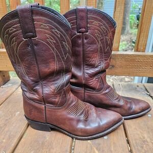 Frye Billy Brown Leather Western Cowboy Boots Pointed Toe Cowgirl Festival 11 M